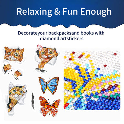 13Pcs Orange Cat Diamond Painting Sticker Crystal Diamond Sticker for Kids