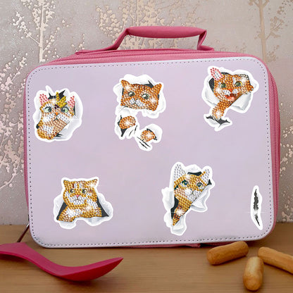 13Pcs Orange Cat Diamond Painting Sticker Crystal Diamond Sticker for Kids