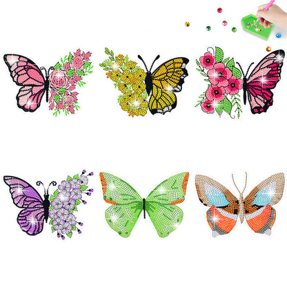 6Pcs Butterfly Diamond Painting Sticker Diamonds Mosaic Stickers (BT607)