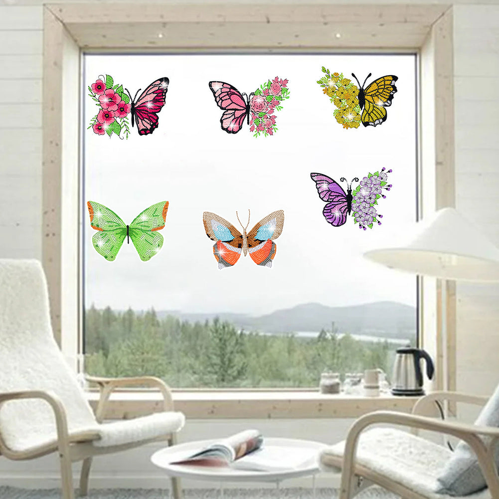 6Pcs Butterfly Diamond Painting Sticker Diamonds Mosaic Stickers (BT607)