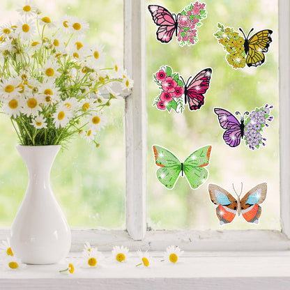 6Pcs Butterfly Diamond Painting Sticker Diamonds Mosaic Stickers (BT607)