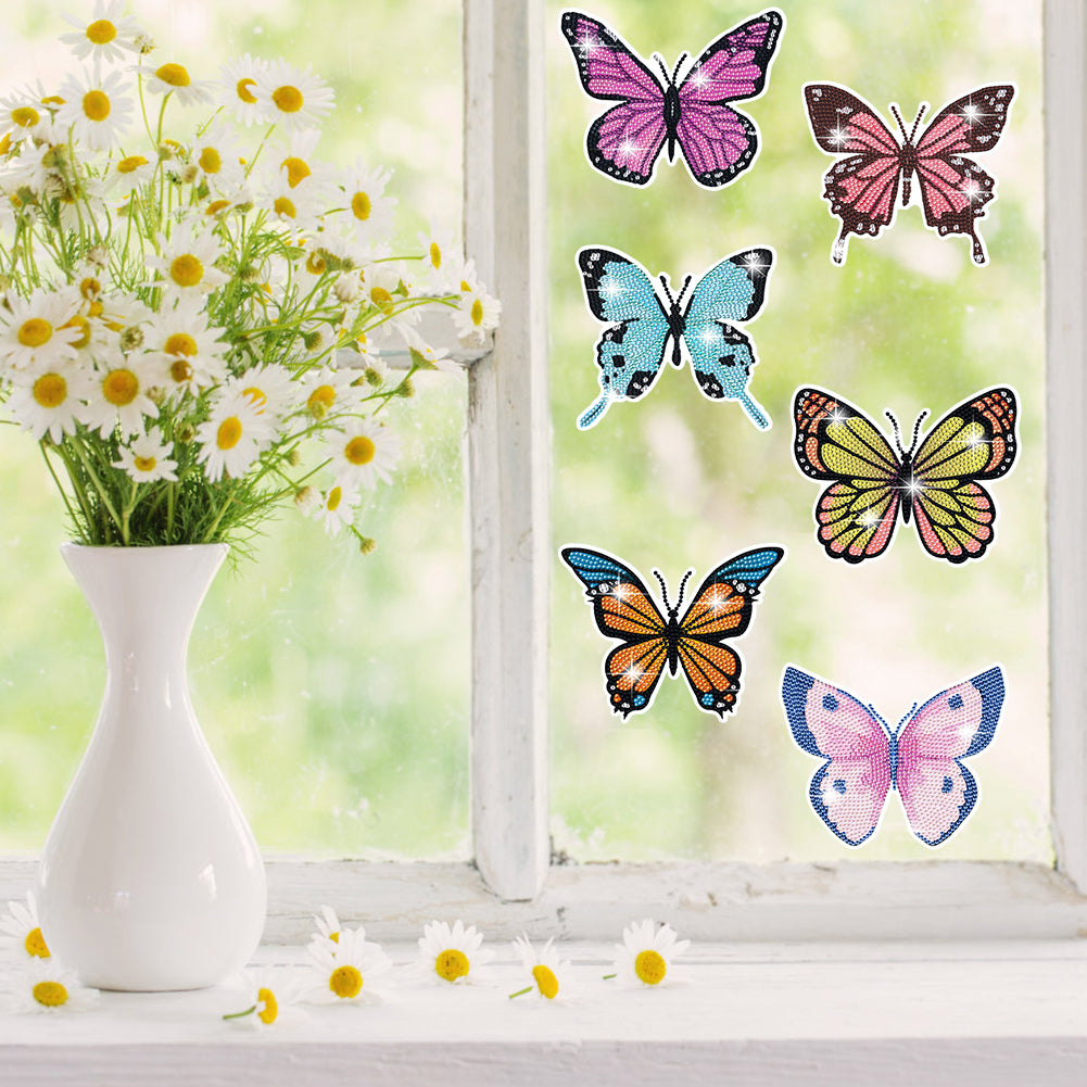 6Pcs Butterfly Diamond Painting Sticker Diamonds Mosaic Stickers (BT608)