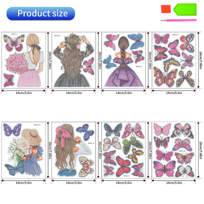 40pcs Butterfly Girl Diamond Painting Window Sticker Crystal Diamond Sticker