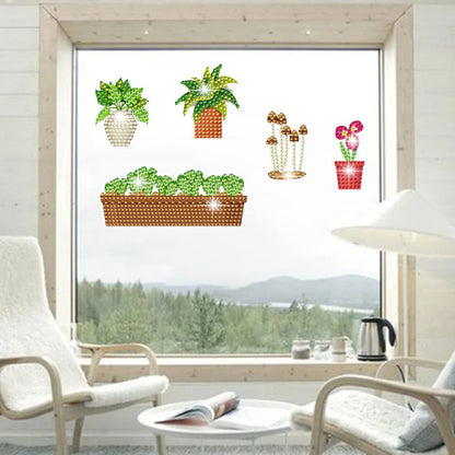 35Pcs Succulent Plant Diamond Painting Window Sticker Glass Window Clings