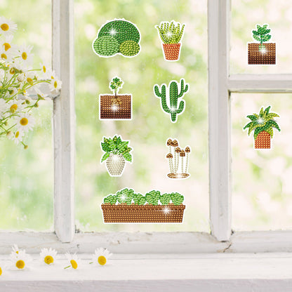 35Pcs Succulent Plant Diamond Painting Window Sticker Glass Window Clings