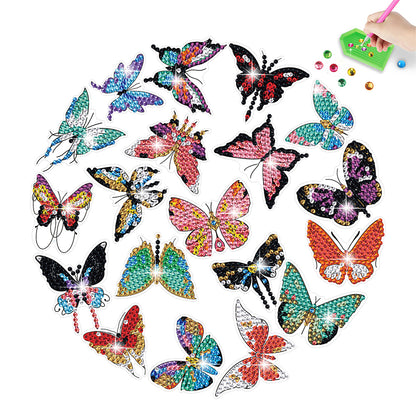 19Pcs Butterfly Diamond Painting Sticker Rhinestone Stickers Colorful Butterfly