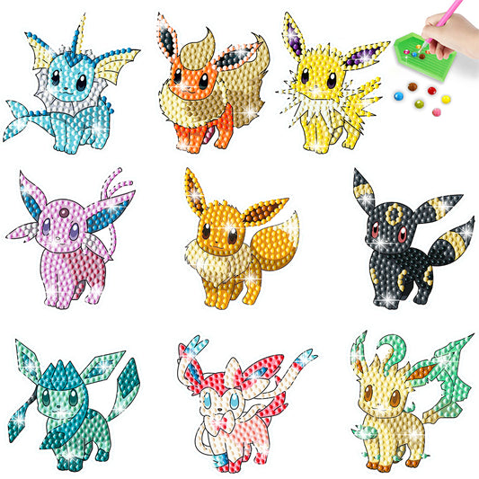 9Pcs Pikachu Diamond Painting Sticker Diamonds Mosaic Stickers for Boys Girls