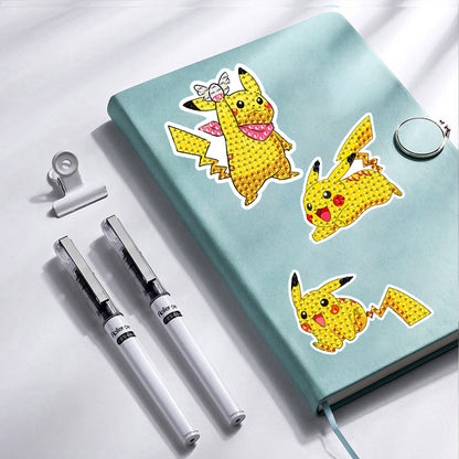 16Pcs Pikachu Diamond Painting Sticker Crystal Diamond Sticker for Boys Girls