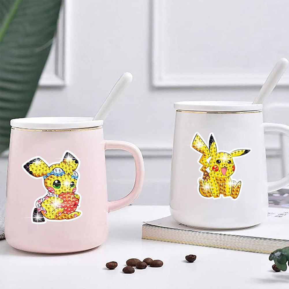 16Pcs Pikachu Diamond Painting Sticker Crystal Diamond Sticker for Boys Girls