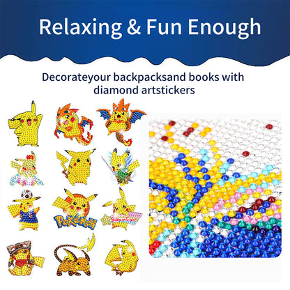 27Pcs Pikachu Diamond Painting Sticker Crystal Diamond Sticker for Boys Girls