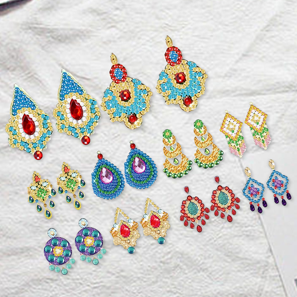10Pairs Double Side Bohemian Diamond Painting Earrings Mosaic Drill Earring Kits