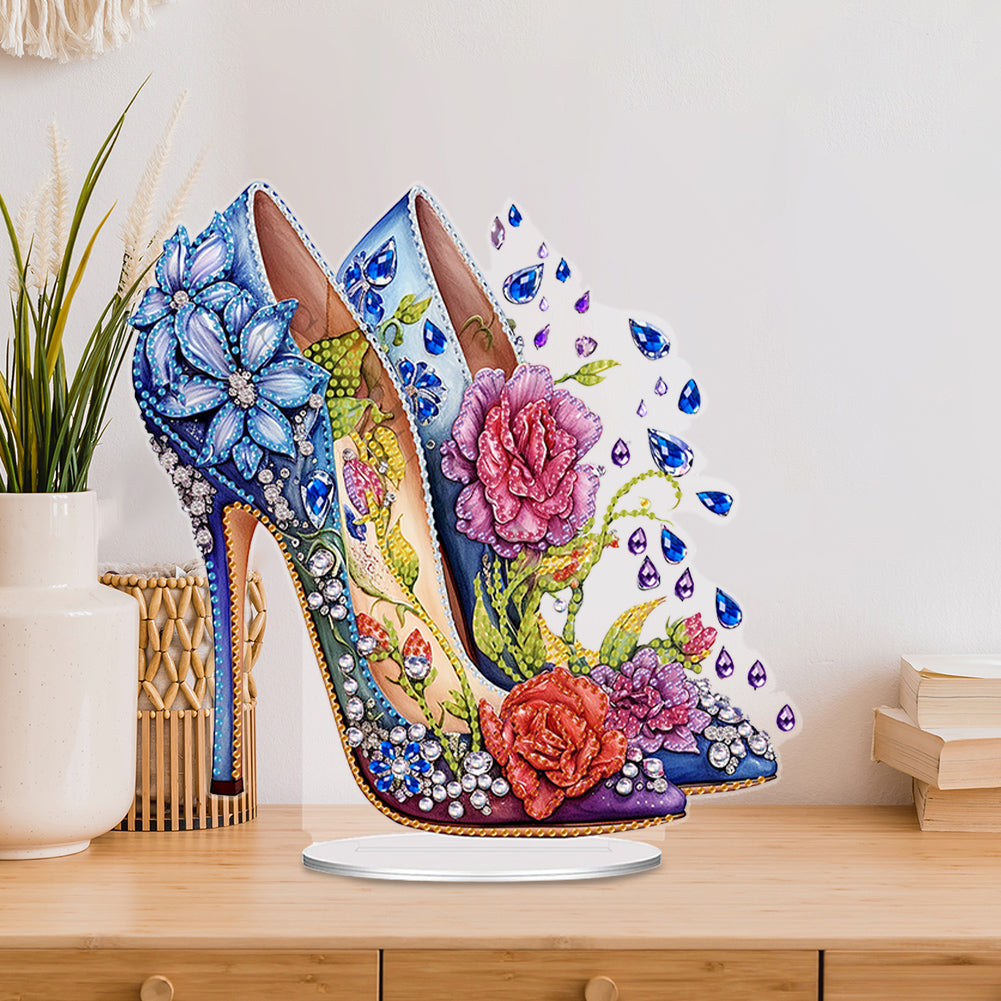 Special Shaped Acrylic High-heeled Shoes Diamond Painting Tabletop Ornaments Kit