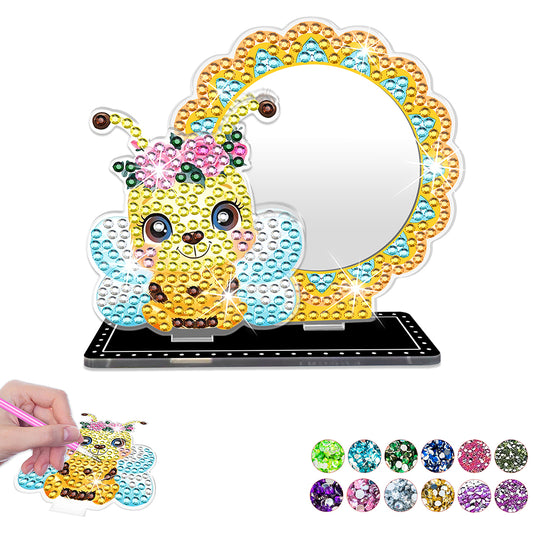 5D DIY Cartoon Bee Acrylic Diamond Painting Mirror Kit for Kids Women Girls