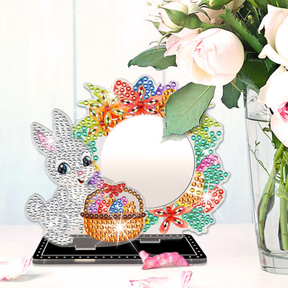 5D DIY Cartoon Rabbit Acrylic Diamond Painting Mirror Kit for Kids Women Girls