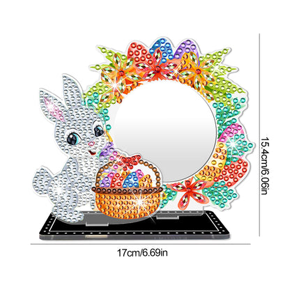 5D DIY Cartoon Rabbit Acrylic Diamond Painting Mirror Kit for Kids Women Girls