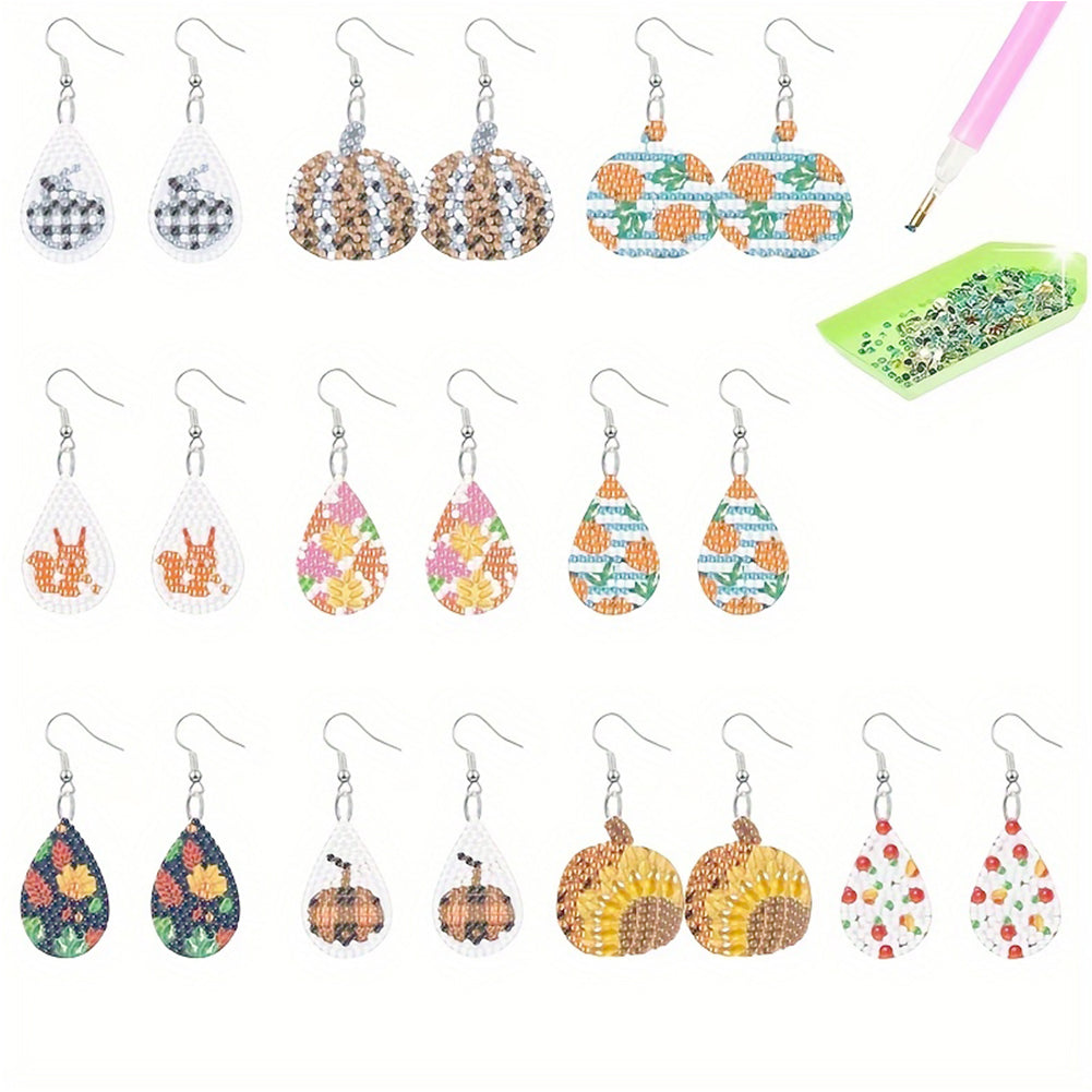 10 Pairs Double Sided 5D DIY Earring Making Kit Drop Earrings Jewelry Pendant