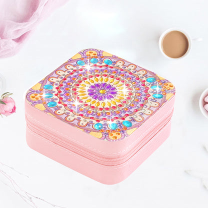 PU Partial Special Shaped Mandala Diamond Art Jewelry Box for Necklaces Earrings