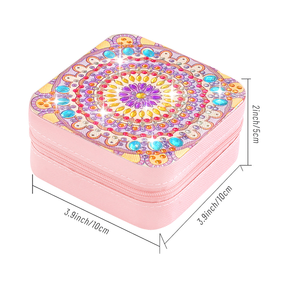 PU Partial Special Shaped Mandala Diamond Art Jewelry Box for Necklaces Earrings