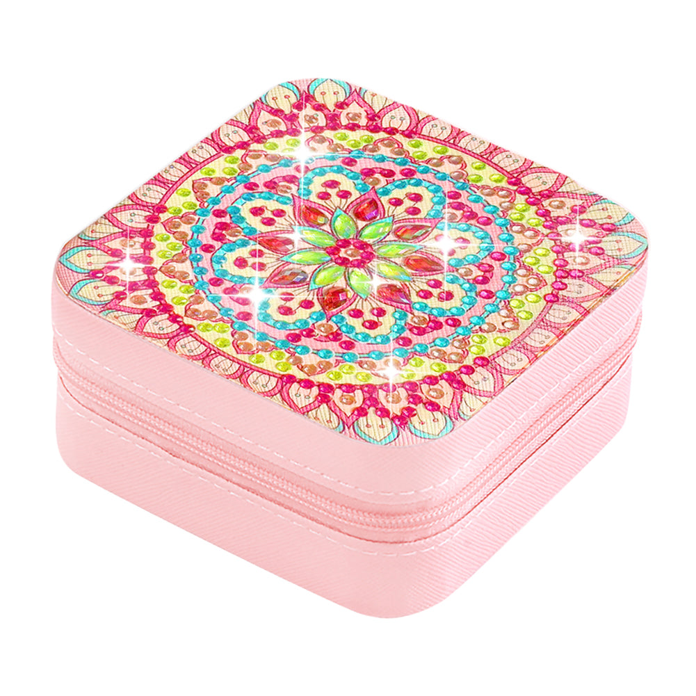 PU Partial Special Shaped Mandala Diamond Art Jewelry Box for Necklaces Earrings