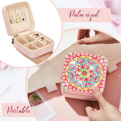 PU Partial Special Shaped Mandala Diamond Art Jewelry Box for Necklaces Earrings