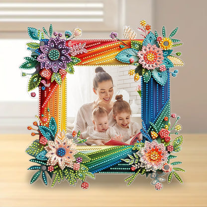 Special Shape Floral Diamond Painting Photo Frame Kits Bedroom Table Decor