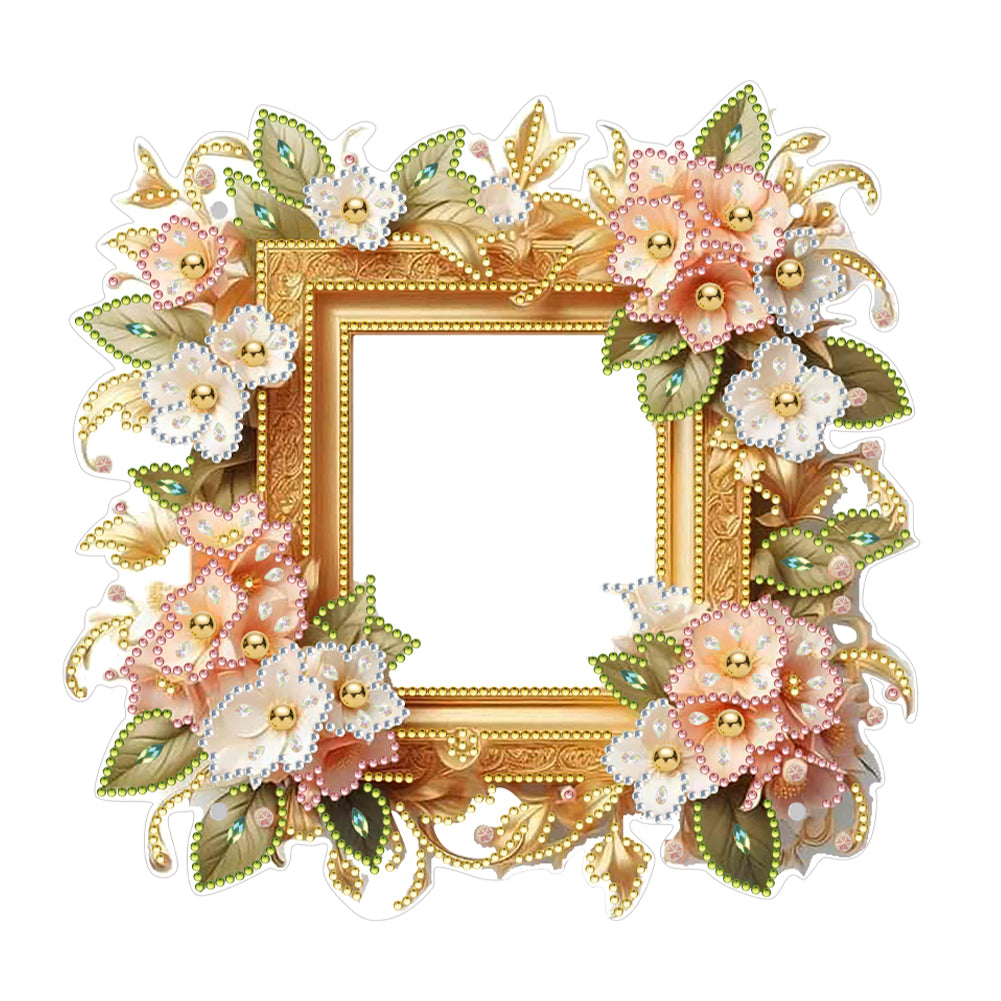 Special Shape Floral Diamond Painting Photo Frame Kits Bedroom Table Decor