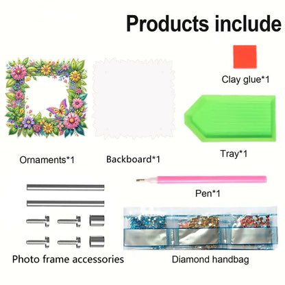 Special Shape Floral Diamond Painting Photo Frame Kits Bedroom Table Decor