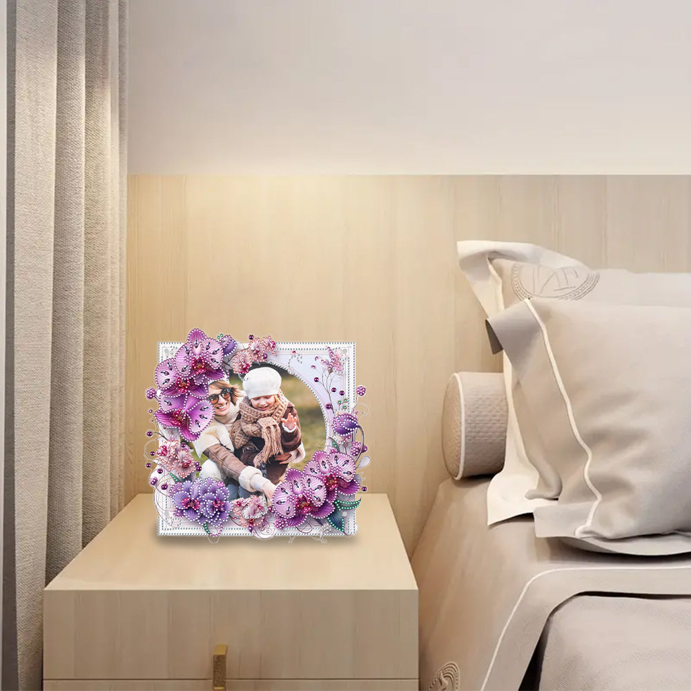 Special Shape Floral Diamond Painting Photo Frame Kits Bedroom Table Decor