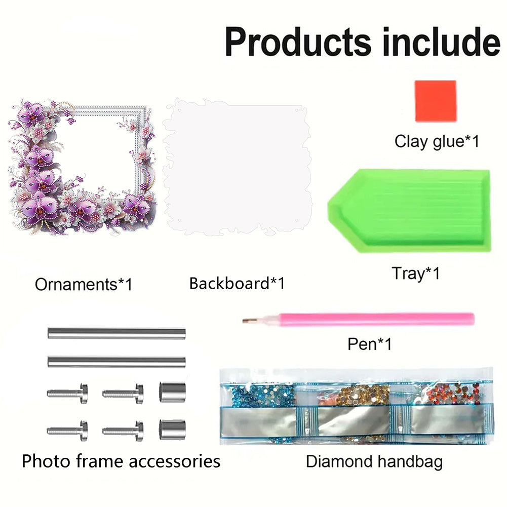 Special Shape Floral Diamond Painting Photo Frame Kits Bedroom Table Decor