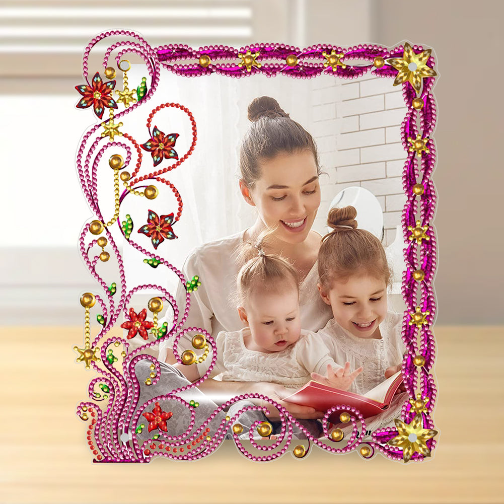 Special Shape Floral Diamond Painting Photo Frame Kits Bedroom Table Decor