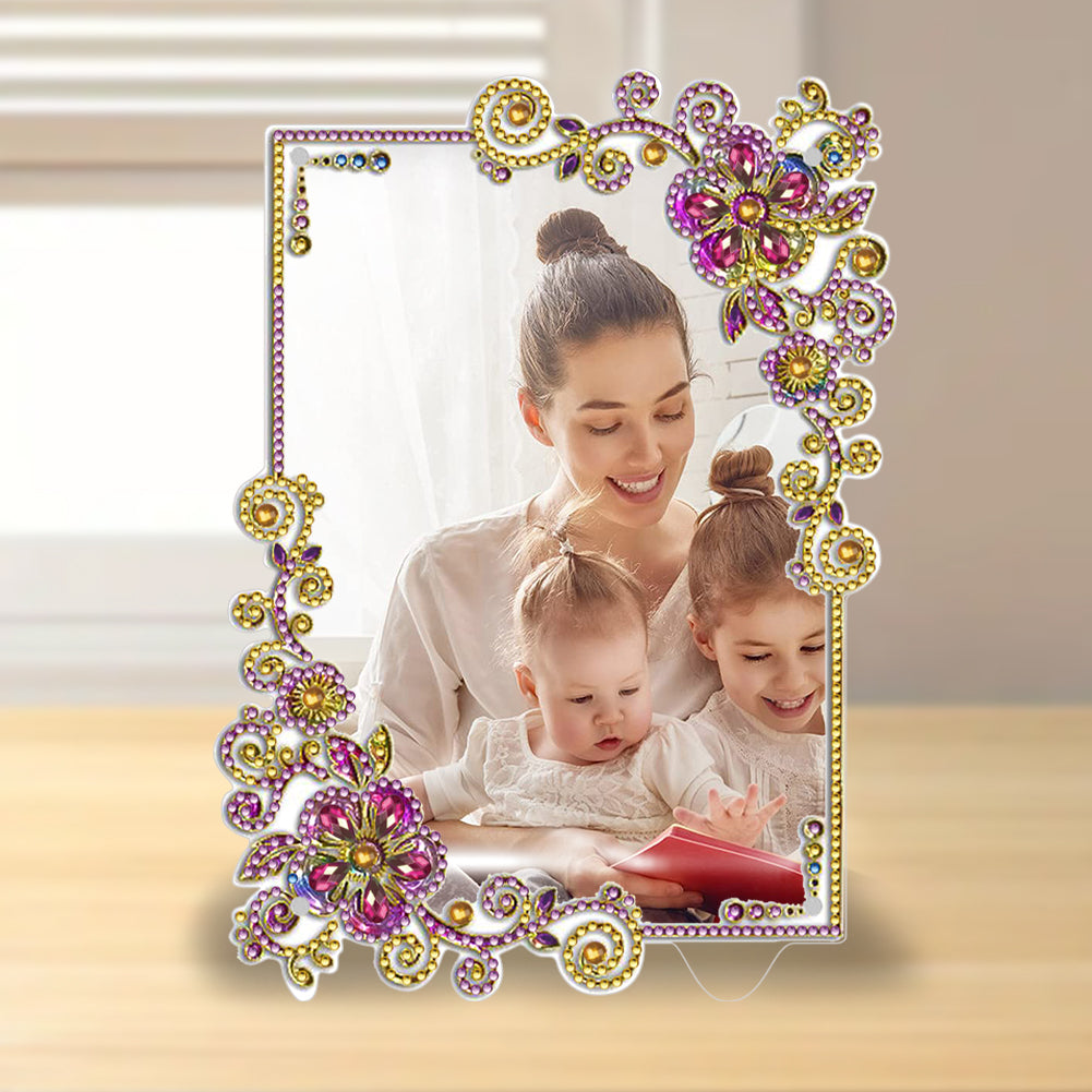 Special Shape Floral Diamond Painting Photo Frame Kits Bedroom Table Decor