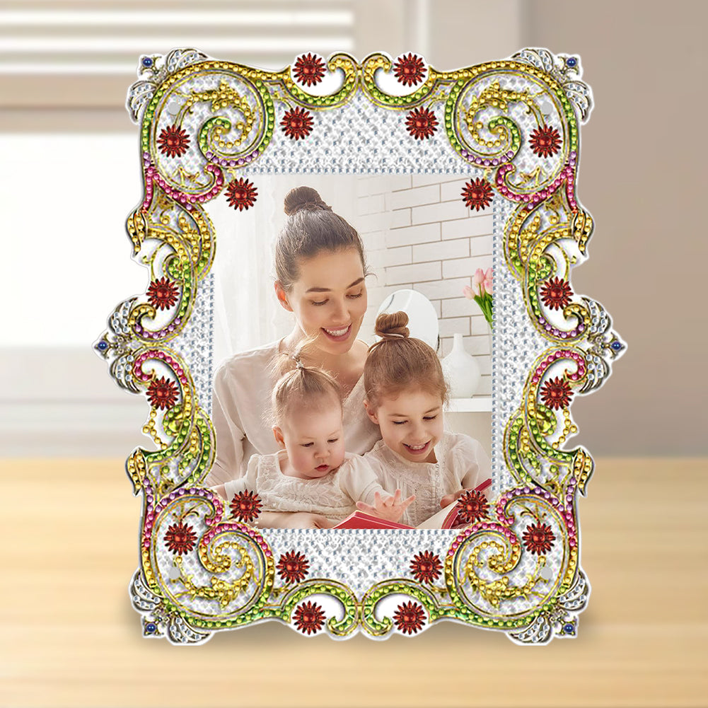 Special Shape Floral Diamond Painting Photo Frame Kits Bedroom Table Decor