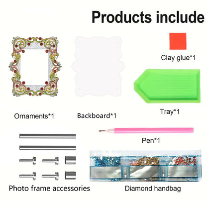 Special Shape Floral Diamond Painting Photo Frame Kits Bedroom Table Decor