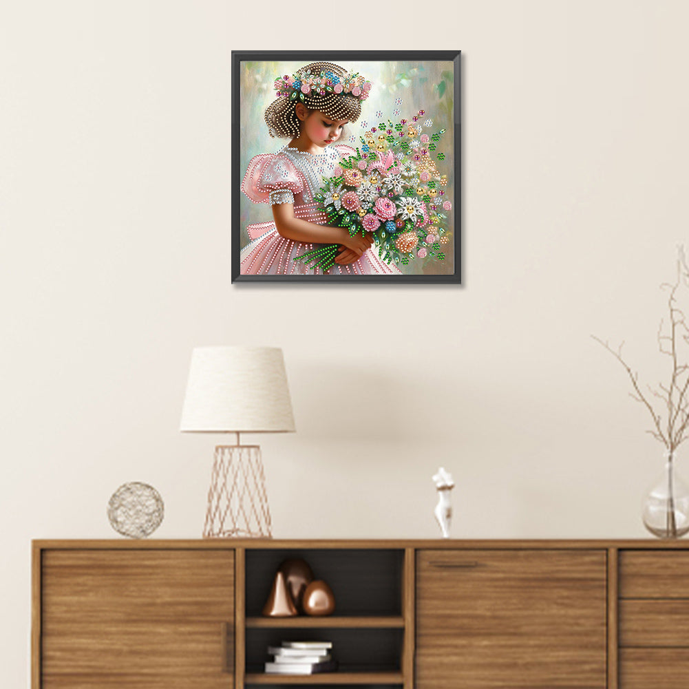 Flower Girl - Special Shaped Drill Diamond Painting 30*30CM