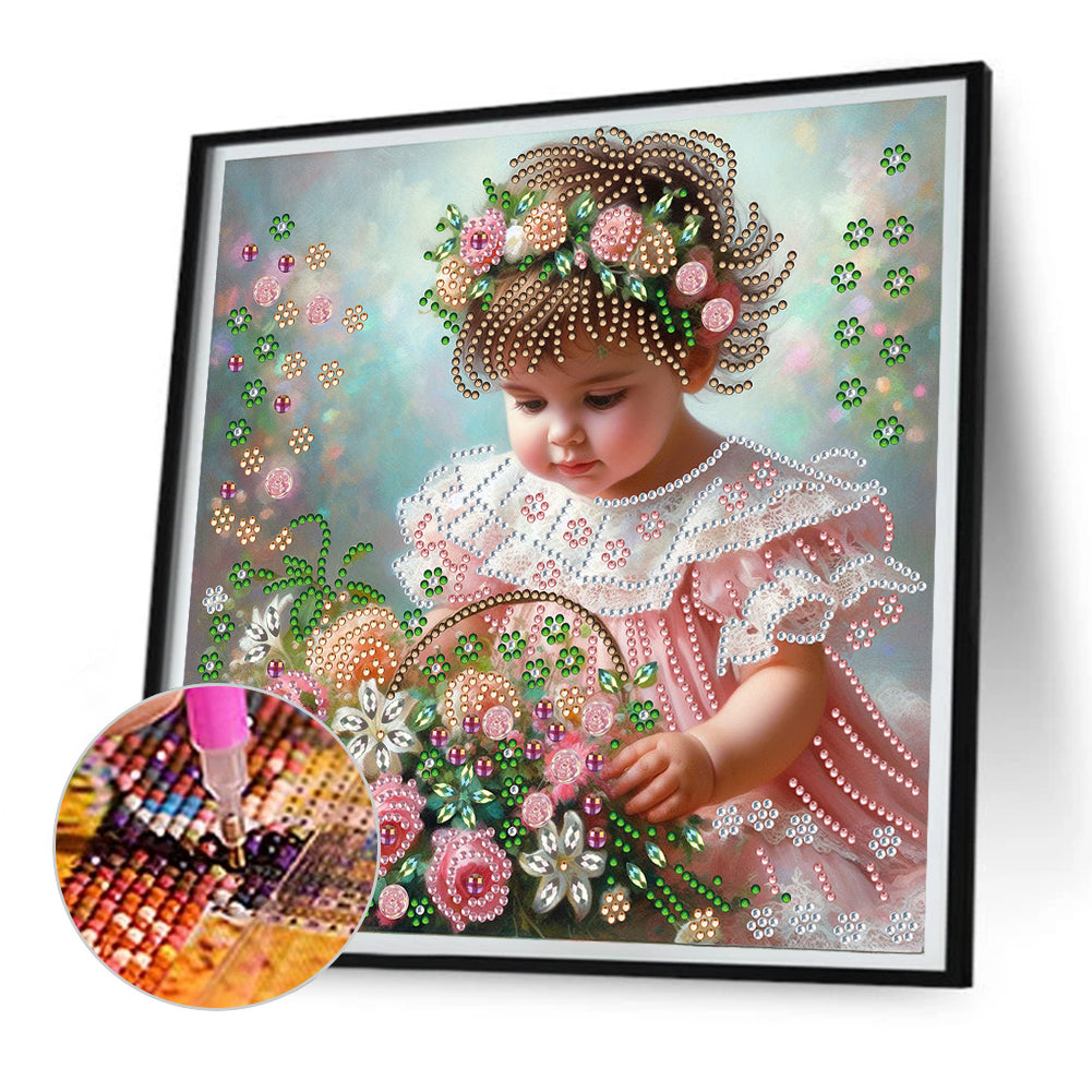 Flower Girl - Special Shaped Drill Diamond Painting 30*30CM