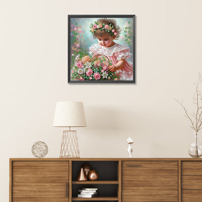 Flower Girl - Special Shaped Drill Diamond Painting 30*30CM