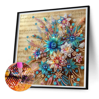 Blooming Flowers On Sheet Music - Special Shaped Drill Diamond Painting 30*30CM
