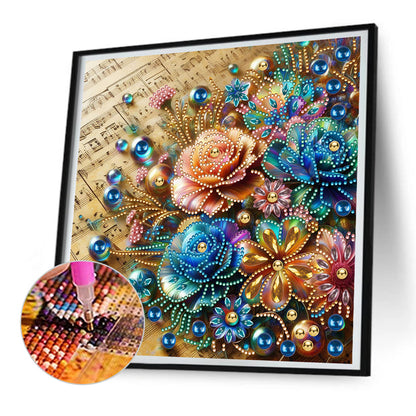 Blooming Flowers On Sheet Music - Special Shaped Drill Diamond Painting 30*30CM