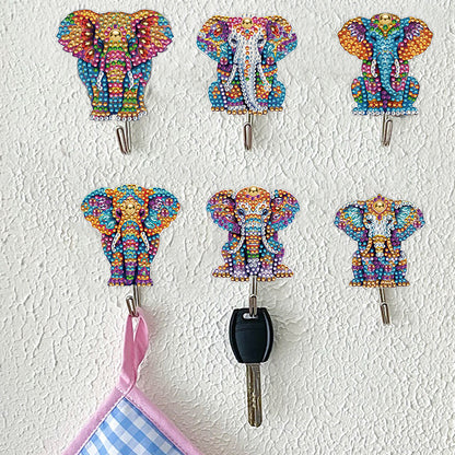 6Pcs Diamond Painting Hooks Diamond Art Craft Wall Hooks Home Decor (Elephant)