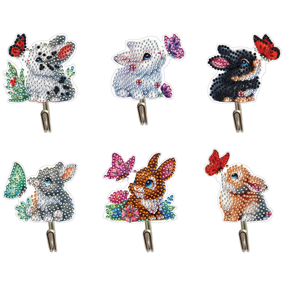 6Pcs Diamond Painting Hooks Diamond Art Craft Wall Hooks Home Decor (Rabbit)