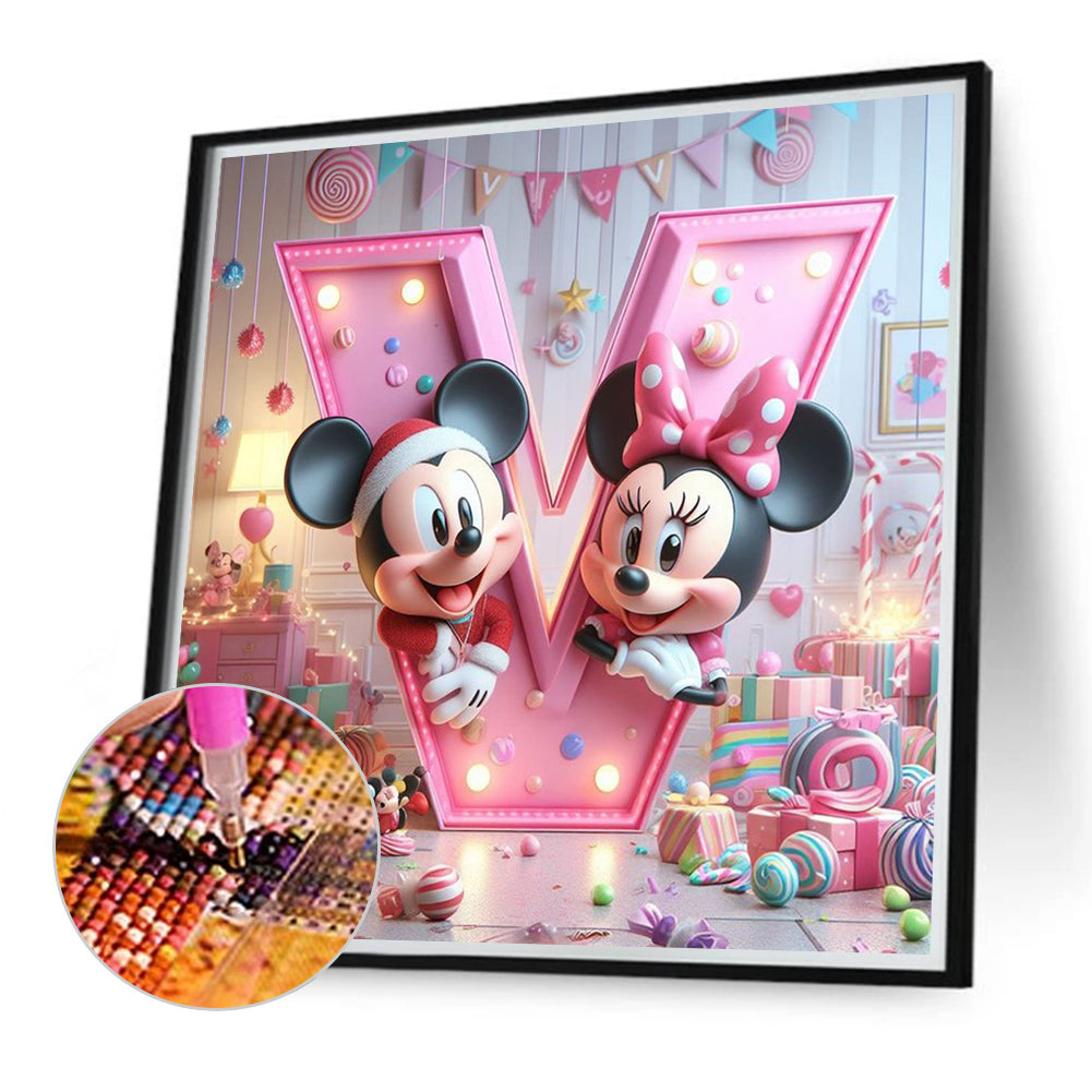 Disney Mickey Minnie Letters - Full Round Drill Diamond Painting 40*40CM