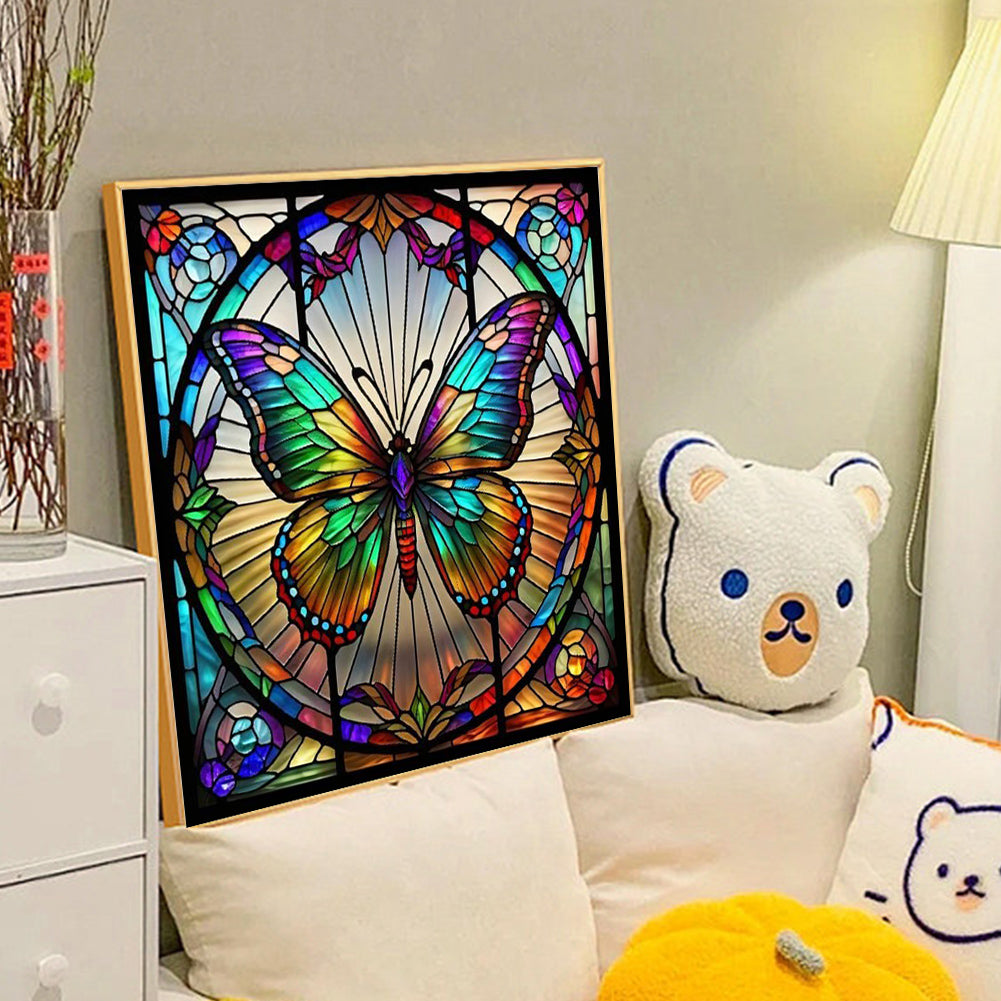 Butterfly Glass Painting - Full Round Drill Diamond Painting 40*40CM