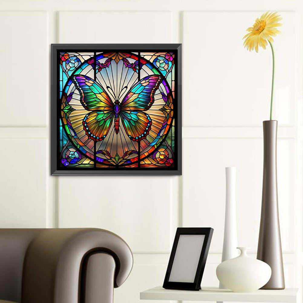 Butterfly Glass Painting - Full Round Drill Diamond Painting 40*40CM