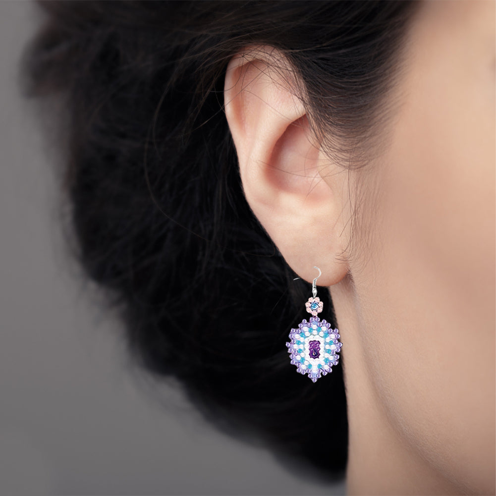 10 Pairs Double Sided Retro Pattern Holiday Diamond Art Earrings for Women Girls