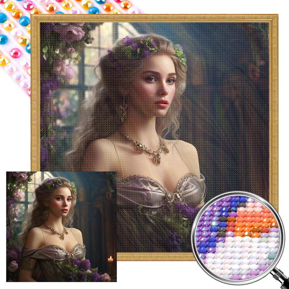 Flower Princess - Full AB Round Drill Diamond Painting 40*40CM