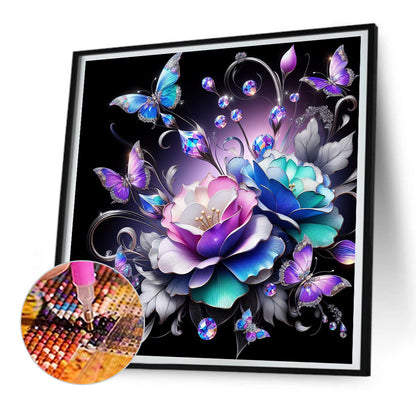 Night Rose Butterfly - Special Shaped Drill Diamond Painting 30*30CM