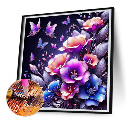 Night Rose Butterfly - Special Shaped Drill Diamond Painting 30*30CM