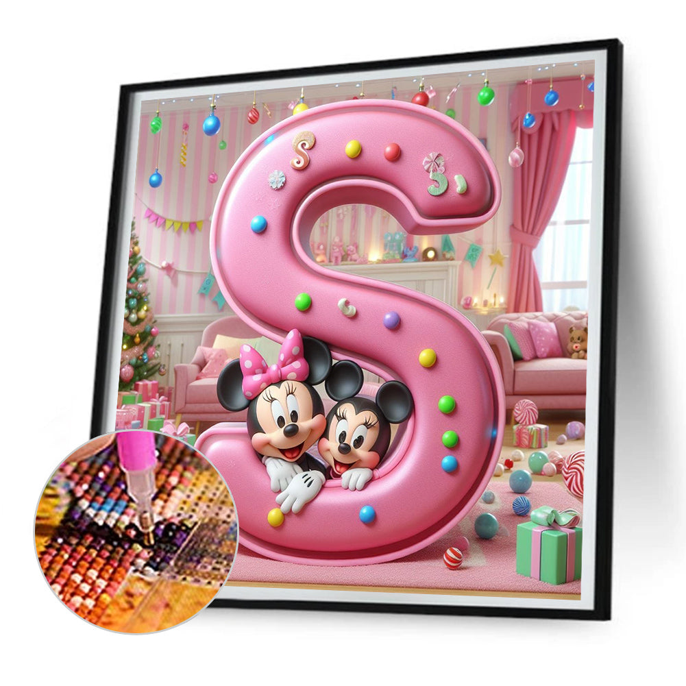 (S) Mickey Letters - Full Round Drill Diamond Painting 30*30CM