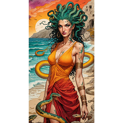 Medusa By The Sea - Full AB Round Drill Diamond Painting 40*75CM