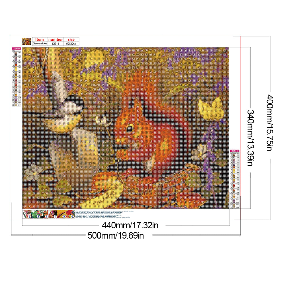 Squirrels And Birds - Full Round Drill Diamond Painting 50*40CM